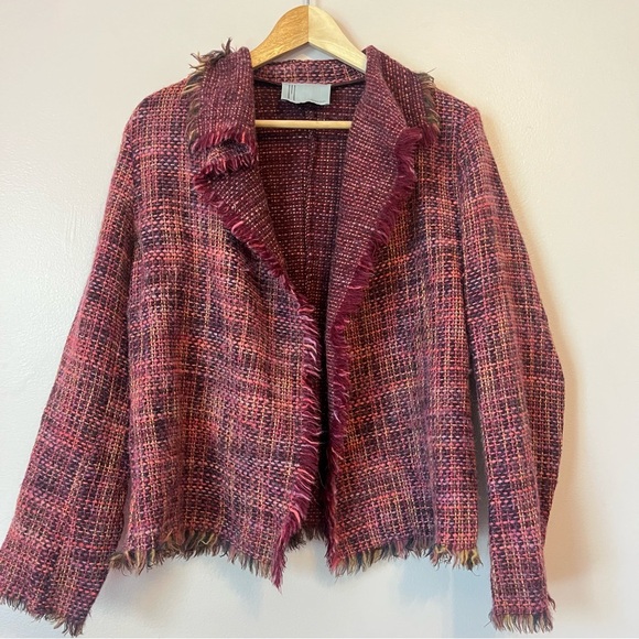Missoni Jackets & Blazers - Missoni Vtg Tweed Wool Alpaca Fringe Jacket EU 42 US 10 Pink Designer Boucle Y2K